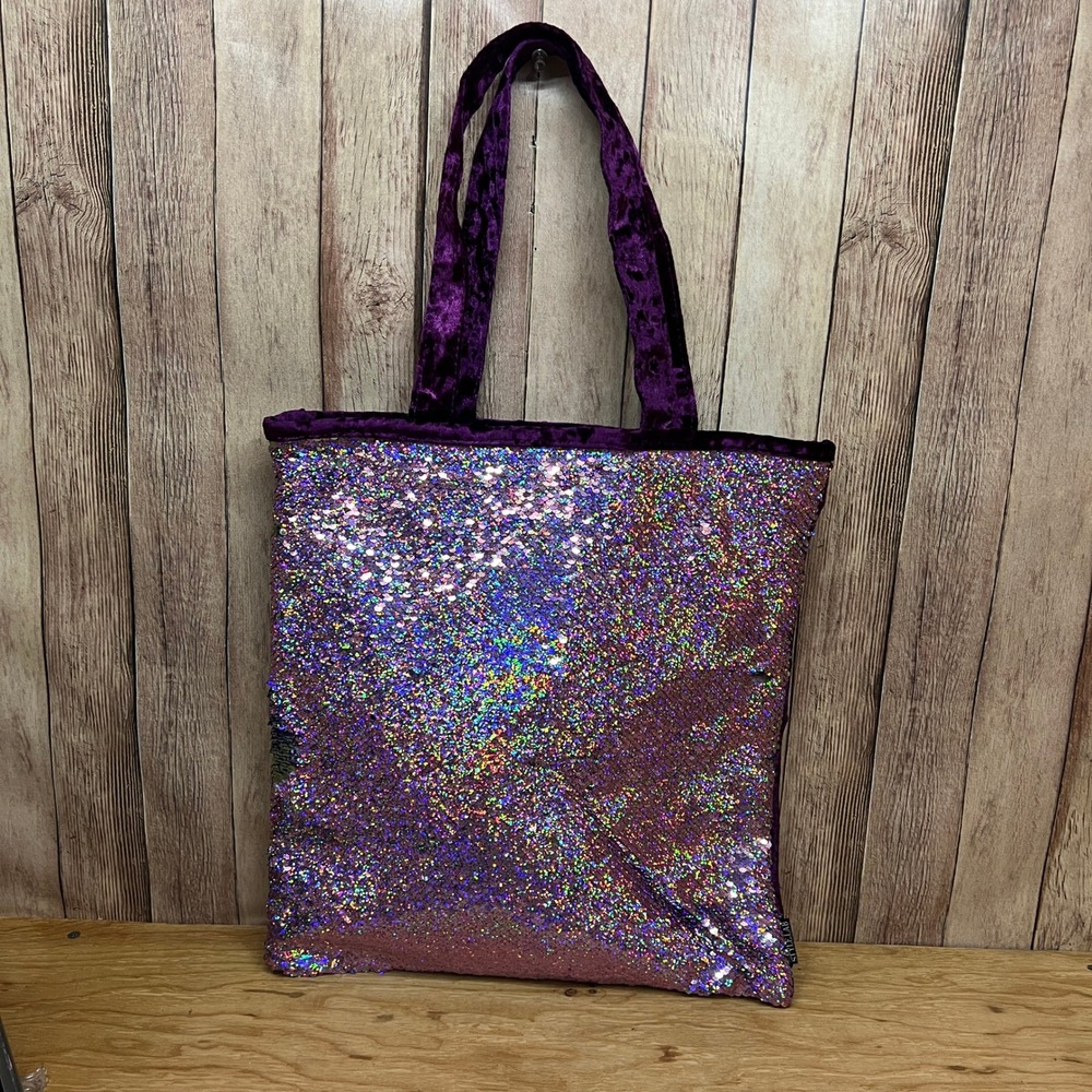 Style.Lab by Fashion Angels Purple Velvet & Holographic Magic Sequin Tote Bag